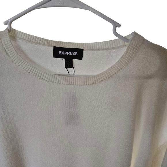 Express Cream Crew Neck Sweater - Picture 3 of 15
